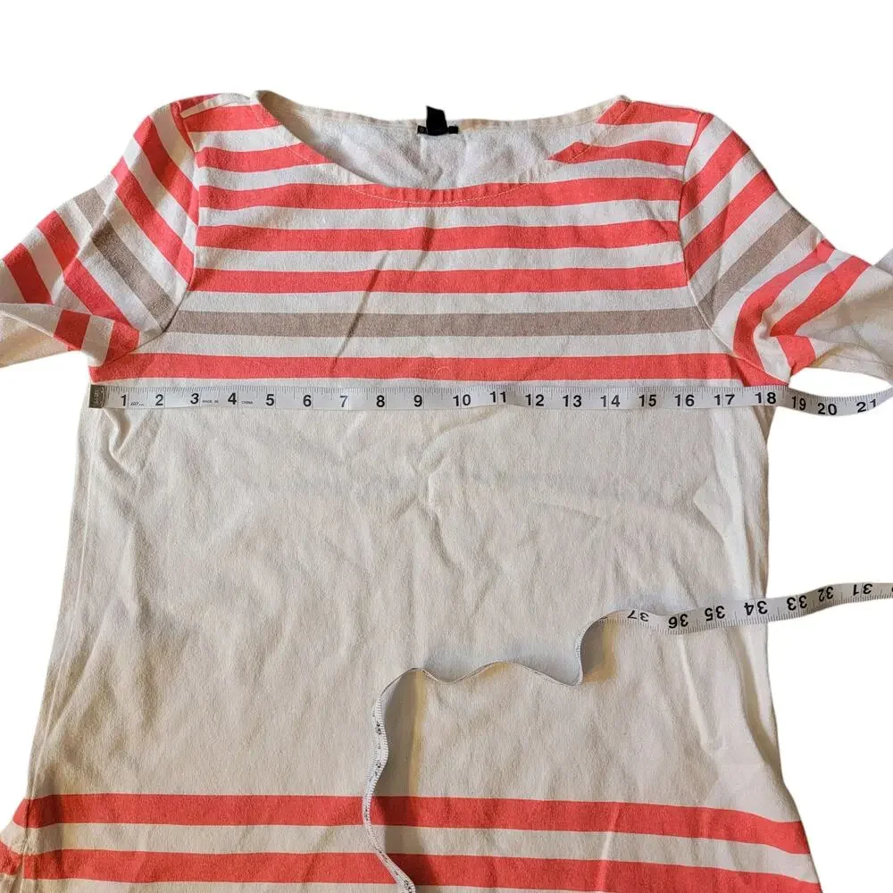 J Crew Neon/White Striped Long Sleeve Top  Size Medium